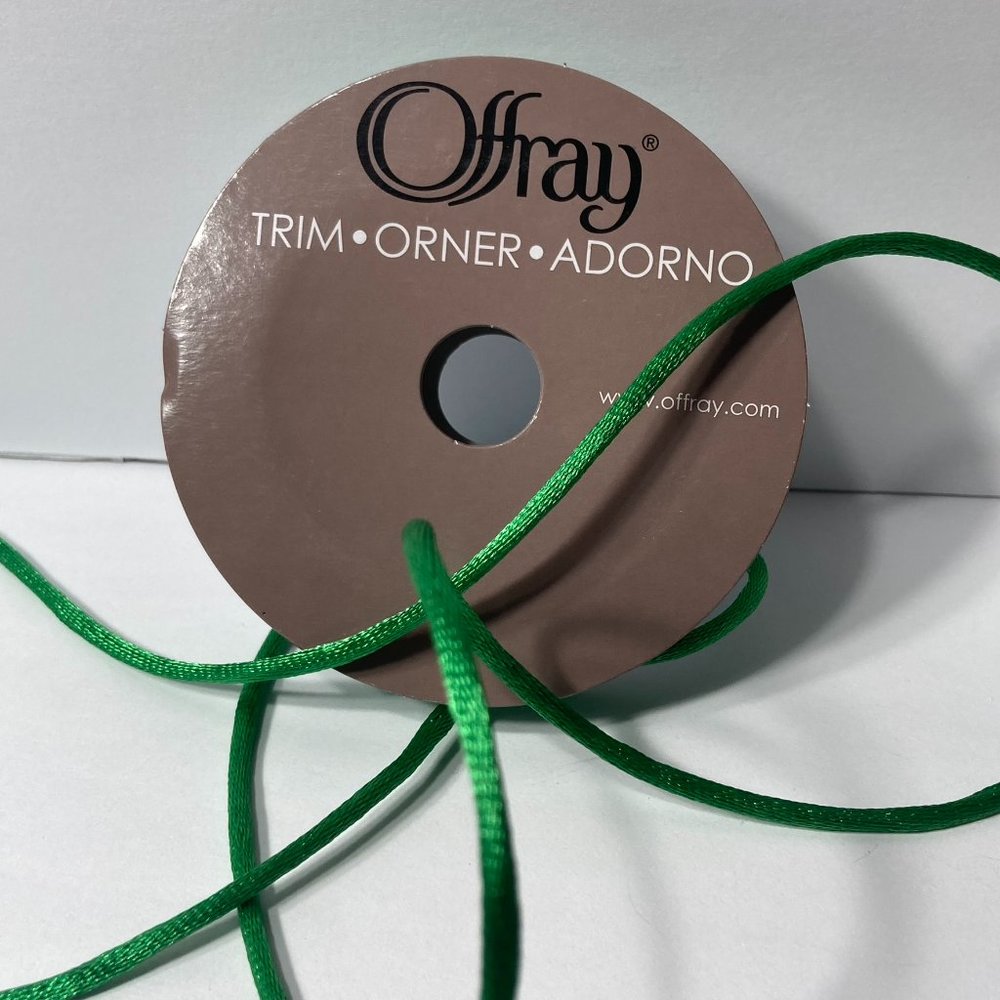 Green Rat Tail Cord Trim Ribbon 12 Rolls Offray Crafts Scrapbook Gift Wrap 1/8"